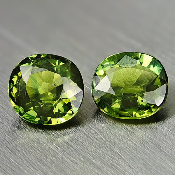 Natural Green Sapphire 1.31 Ct. 2 Pcs. Oval Shape 5.5 x 5 Mm Gemstones From Thailand (1 of 3)