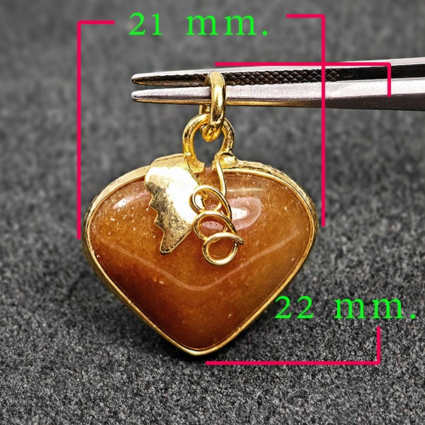 Natural Honey Jade 29.31 Ct. Heart Nickel Pendant 22 x 21 Mm. Gemstone From Thailand (1 of 3)