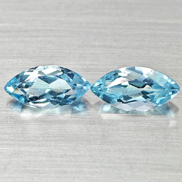 Natural Swiss Blue Topaz 2.90 Ct. 2 Pcs Marquise Shape 10.2 x 5 Mm Gemstones From Brazil: Product ID: 807168182 Product Name: Natural Blue Topaz Weight: 2.90 CT. Size: 10.2 x 5 x 4 MM. Shape: Marquise Shape Color: Swiss Blue Clarity:VSI Luster: Good Gems Origin: Brazil Treatment: Treated C