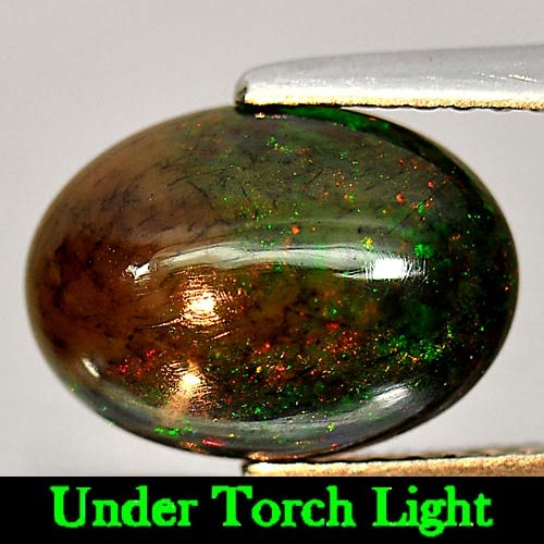 Natural Fire Red Black Opal 1.96 Ct. Oval Cabochon Shape 11.1 x 8.1 Mm. Gemstone (1 of 3)