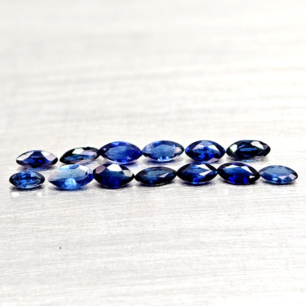 Natural Blue Sapphie 0.90 Ct. 13 Pcs Marquise Shape Gemstones From Madagascar: Product ID: 806012079 Product Name: Natural Blue Sapphire Weight: 0.90 CT. Size: 3.6 x 2.1 x 1.4 to 3 x 1.5 x 1.2 MM. Shape: Marquise Shape Color: Blue Clarity:VSI Luster: Good Gems Origin: Madagascar