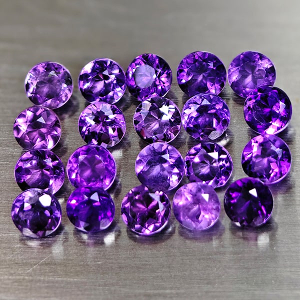 Natural Purple Amethyst 2.12 Ct. 20 Pcs. VVS Round Shape 3.1 Mm Gemstones From Brazil (1 of 3)