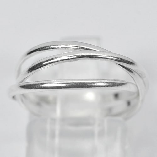 925 Sterling Silver Ring Jewelry 1.70 Grams Smooth Three Loop Circle Design Size 6 (1 of 3)