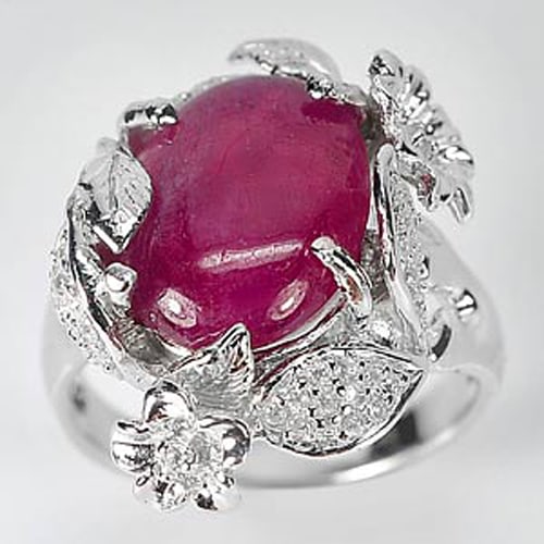 Natural Pink Red Ruby 925 Sterling Silver Ring Jewelry 7.92 G. Size 8 (1 of 3)