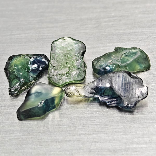 Natural Unheated Greenish Blue Sapphire 3.45 Ct. 5 Pcs Rough Shape Gemstones From Madagascar (1 of 3)