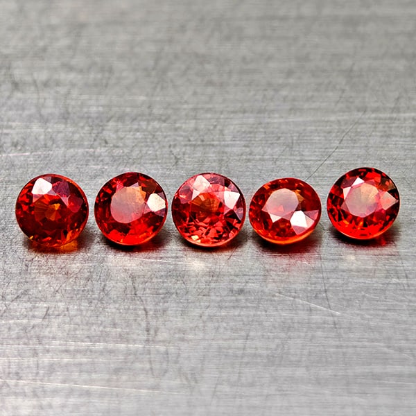 Natural Red Orangish Songea Sapphire 1.58 Ct. 5 Pcs Round Shape 3.7 Mm Gemstones From Tanzania: Product ID: 806162068 Product Name: Natural Red Sapphire Weight: 1.58 CT. Size: 3.7 x 3.7 x 3.1 MM. Shape: Round Color: Red Orange Clarity:VSI Luster: Good Gems Origin: Tanzania Treatment: Heated Crys