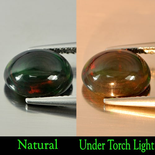 Natural PFire Red Black Opal 1.86 Ct. Oval Cabochon Shape 10.2 x 8 Mm Gemstone From Ethiopia (1 of 3)
