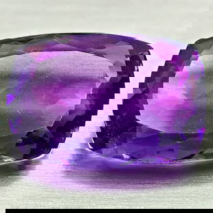 Natural Purple Amethyst 7.75 Ct. Cushion Shape 15.4 x 10.8 Mm Gemstone From Brazil: Product ID: 800325455 Product Name: Natural Amethyst Weight: 7.75 CT. Size: 15.4 x 10.8 x 15.8 MM. Shape: Cushion Shape Color: Purple Clarity:VSI Luster: Good Gems Origin: Brazil Treatment: Unheated C