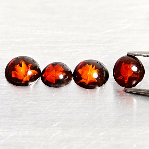 Natural Amber 1.17 Ct. 4Pcs Flower Carving In Mixed Shape Gemstones From Poland (1 of 3)
