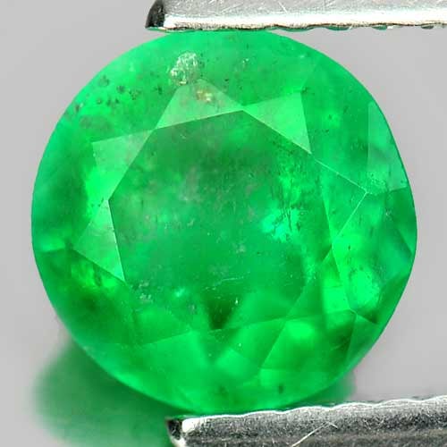 Natural Green Emerald 1.36 Ct. Round Shape 7.1 Mm. Gemstone From Columbia (1 of 3)