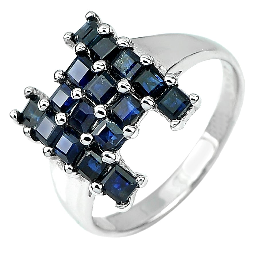 Natural Blue Sapphire 925 Sterling Silver Ring Jewelry 3.61 G. Size 7.5 (1 of 3)