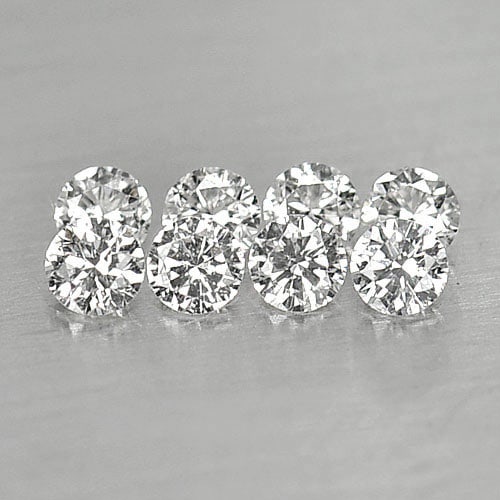 Natural White Diamond 0.19 Ct. 8 Pcs. Round Brilliant Cut 1.8 Mm. From Belgium: Product ID: 802102791 Product Name: Natural Natural Diamond Weight: 0.19 CT. Size: 1.8 x 1.8 x 1 MM. Shape: Round Brilliant Cut Color: D Clarity:VVS-VSI Luster: Scintillating Gems Origin: Belgium Trea