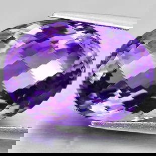 Natural Purple Amethyst 20.93 Ct. Clean Oval Checkerboard Cut Shape 18.5 x 14 Mm. Gemstone From: Product ID: 800325058 Product Name: Natural Amethyst Weight: 20.93 CT. Size: 18.5 x 14 x 10.3 MM. Shape: Oval Checkerboard Color: Purple Clarity:IF Luster: Good Gems Origin: Brazil Treatment: Unheated