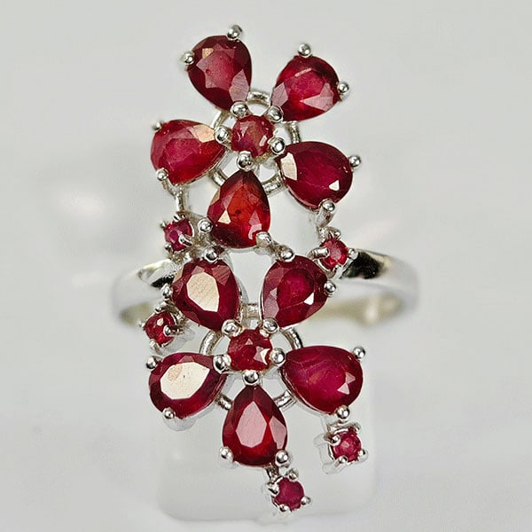 Natural Red Ruby 925 Sterling Silver Ring Jewelry 4.66 Grams Size 8 (1 of 3)