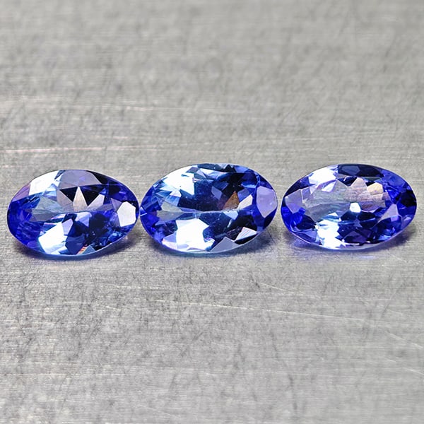 Natural Violet Blue Tanzanite 1.04 Ct. 3 Pcs Oval Shape 6 x 3.9 Mm Gemstones From Tanzania (1 of 3)