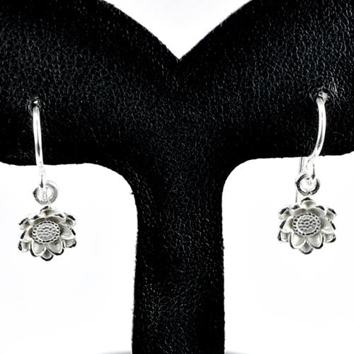 925 Sterling Silver Dangle Flower Earrings Jewelry 1.33 Grams (1 of 3)