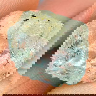 Natural Baby Blue Green Aquamarine 16.29 Ct. Rough Shape 17.8 x 13.2 Mm Gemstone From Brazil: Product ID: 590800009 Product Name: Natural Aquamarine Weight: 16.29 CT. Size: 17.8 x 13.2 x 14 MM. Shape: Rough Mixed Shape Color: Baby Blue Green Clarity:None Luster: Good Gems Origin: Brazil Treatm