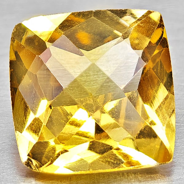 Natural Yellow Citrine 2.02 Ct. Cushion Checkerboard 8.1 x 8.1 Mm. Gemstone From Brazil: Product ID: 801815294 Product Name: Natural Citrine Weight: 2.02 CT. Size: 8.1 x 8.1 x 5.1 MM. Shape: Cushion Checkerboard Color: Yellow Clarity:VSI Luster: Good Gems Origin: Brazil Treatment: Unheate