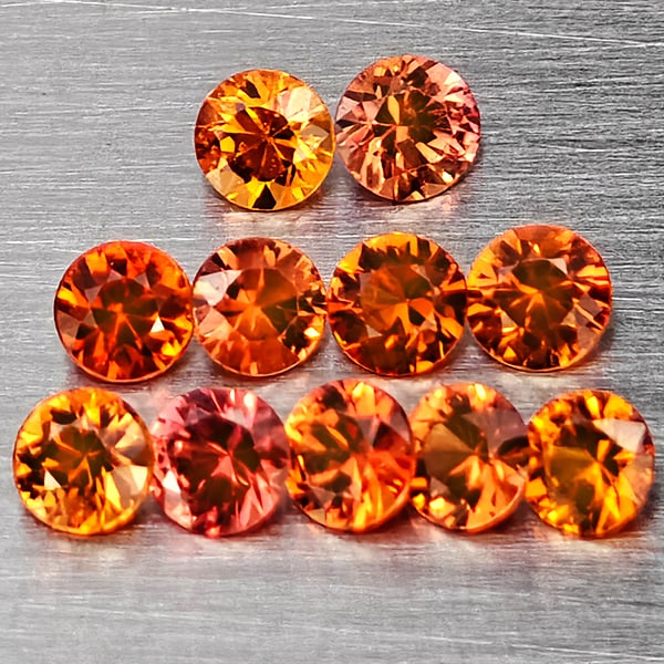 Natural Orange Songea Sapphire 0.44 Ct. 11Pcs Round Diamond Cut 2.2 Mm Gemstones From Tanzania (1 of 3)