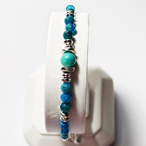 Bracelet Jewelry Apatite Stone 952 Sterling Silver Max Length 8  Inch. Gemstone from Thailand (1 of 3)