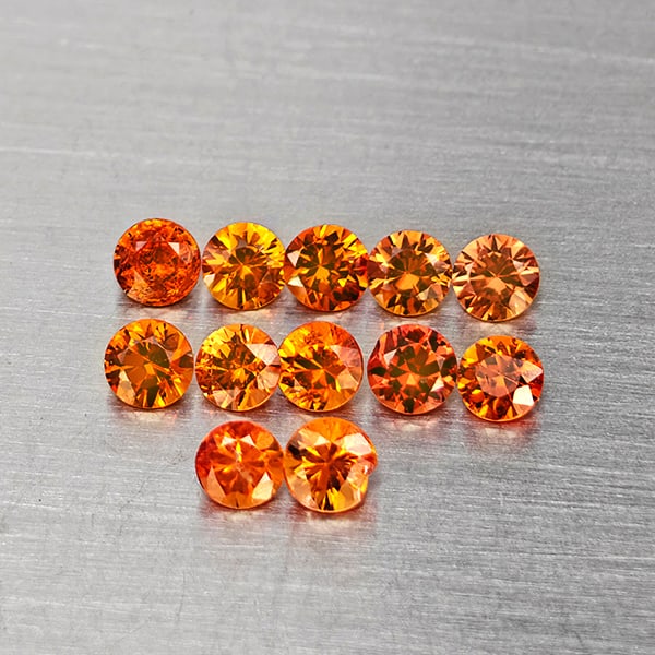 Natural Orange Songea Sapphire 1.03 Ct. 12Pcs Round Diamond Cut 2.5 Mm Gemstones From Tanzania: Product ID: 806162860 Product Name: Natural Orange Sapphire Weight: 1.03 CT. Size: 2.5 x 2.5 x 1.6 MM. Shape: Round Diamond Cut Color: Orange Clarity:SI1 Luster: Good Gems Origin: Tanzania Treatment: 