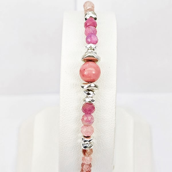 952 Sterling Silver Bracelet Jewelry Tourmaline Stone Max Length 6 Inch. (1 of 3)