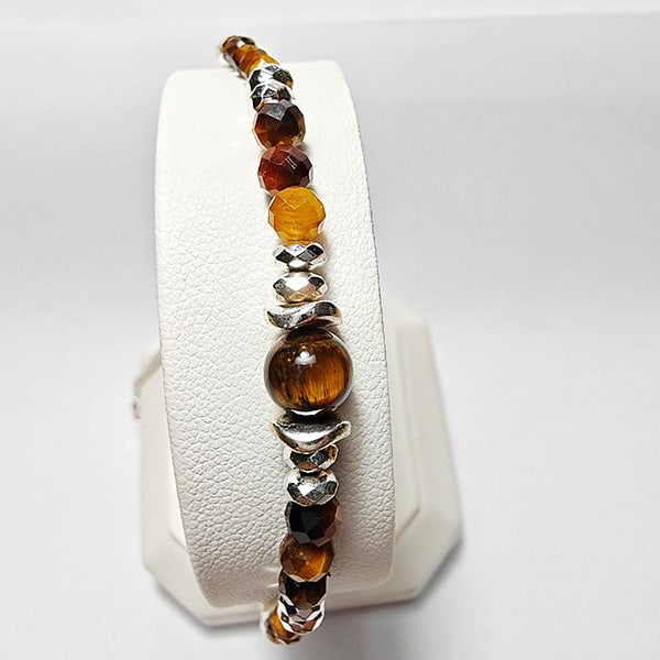 Bracelet Jewelry Tigers Eye Stone 952 Sterling Silver Max Length 6 Inch. (1 of 3)