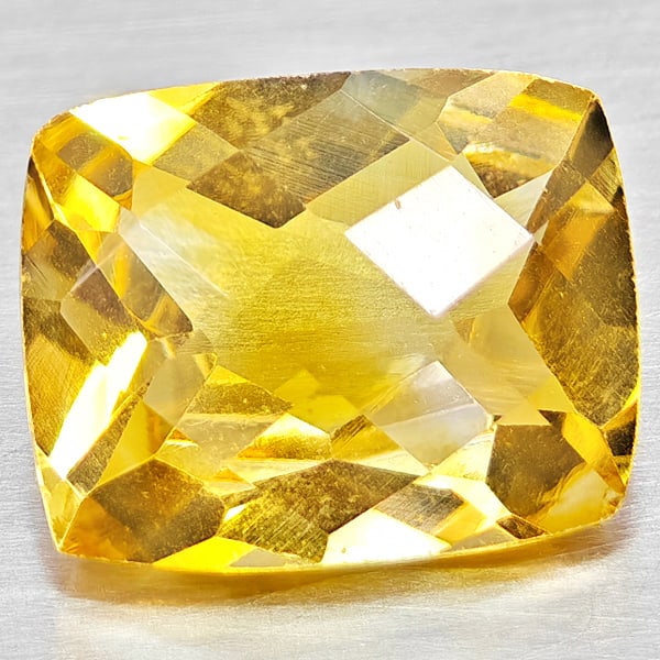 Natural Yellow Citrine 2.77 Ct. Cushion Checkerboard Cut 10.3 x 8.2 Mm. Gemstone From Brazil: Product ID: 801815265 Product Name: Natural Citrine Weight: 2.77 CT. Size: 10.3 x 8.2 x 5.3 MM. Shape: Cushion Checkerboard Color: Yellow Clarity:VSI Luster: Good Gems Origin: Brazil Treatment: Unheat