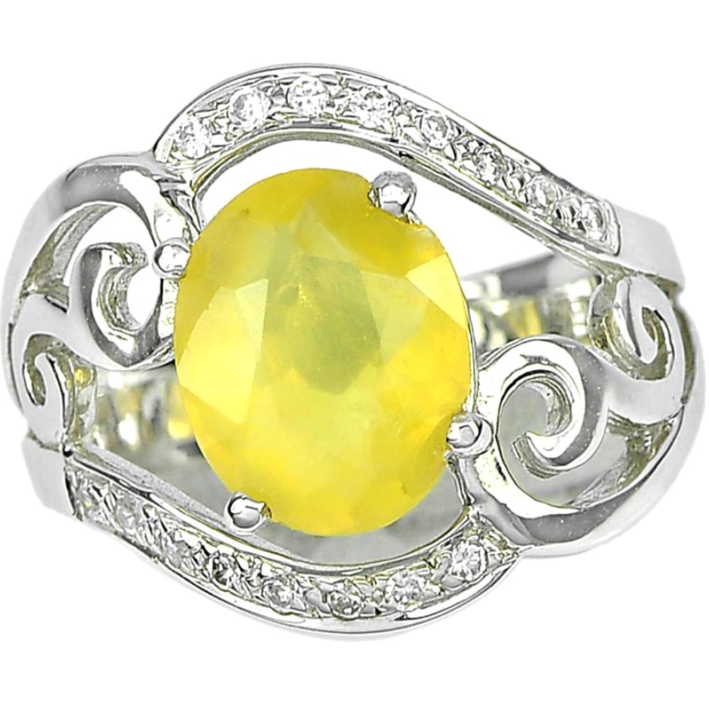 Natural Yellow Opal 925 Sterling Silver Ring Jewelry Size 7.5 (1 of 3)