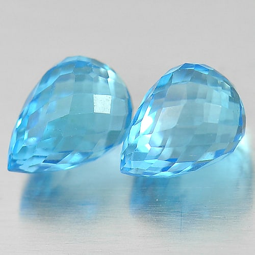 Natural Swiss Blue Topaz 3.26 Ct. 2 Pcs. Briolette Shape 7.8 x 5.6 Mm. Gemstones From Brazil: Product ID: 807151165 Product Name: Natural Blue Topaz Weight: 3.26 CT. Size: 7.8 x 5.6 x 5.6 MM. Shape: Briolette Color: Blue Clarity:VSI Luster: Good Gems Origin: Brazil Treatment: Treated Crystal S