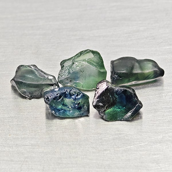 Natural Unheated Greenish Blue Sapphire 5.01 Ct. 5 Pcs Rough Shape Gemstones From Madagascar (1 of 3)