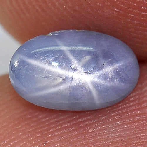Natural Unheated Blue Star Sapphire 6 Rays 1.68 Ct. Oval Cabochon Shape 7.9 x 4.8 Mm. Gemstone (1 of 3)