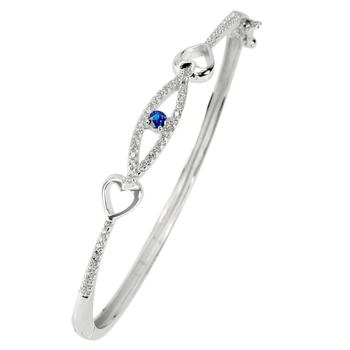 925 Sterling Silver Bangle Jewelry Diameter 54 Mm. White Gold Plated (1 of 3)