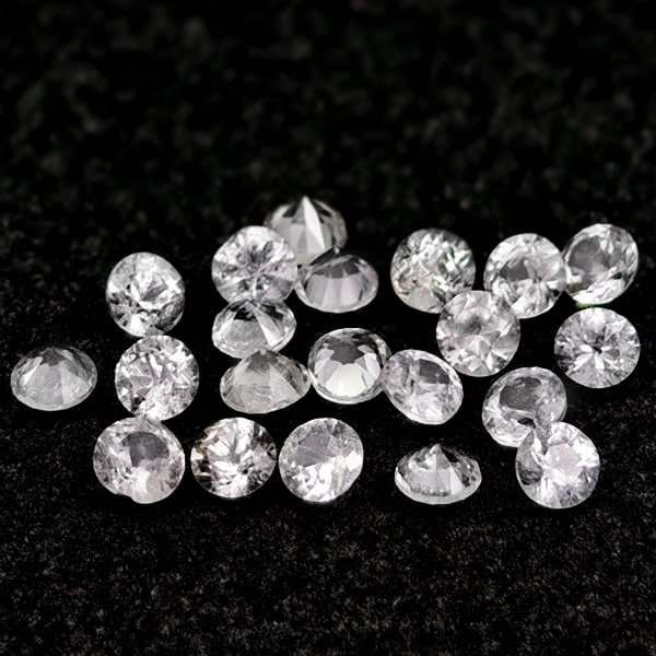 Natural White Sapphire 0.75 Ct. 21 Pcs Round Diamond Cut 2 Mm Gemstones From Sri - Lanka: Product ID: 806162369 Product Name: Natural White Sapphire Weight: 0.75 CT. Size: 2 x 2 x 1.2 MM. Shape: Round Diamond Cut Color: White Clarity:VSI Luster: Good Gems Origin: Sri - Lanka Treatment: Hea