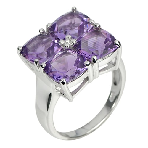Natural Purple Amethyst 925 Sterling Silver Ring Jewelry 7.64 G. Size 8 (1 of 3)