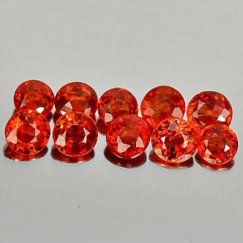 Natural Orangish Red Songea Sapphire 1.17 Ct. 10 Pcs. Round Shape 2.6 Mm. Gemstone From Tanzania: Product ID: 806157814 Product Name: Natural Red Sapphire Weight: 1.17 CT. Size: 2.6 x 2.6 x 1.6 MM. Shape: Round Color: Orangish Red Clarity:VSI Luster: Good Gems Origin: Tanzania Treatment: Heated Cr