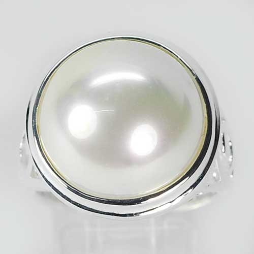 Natural White Pearl 925 Sterling Silver Ring Jewelry Size 7 (1 of 3)