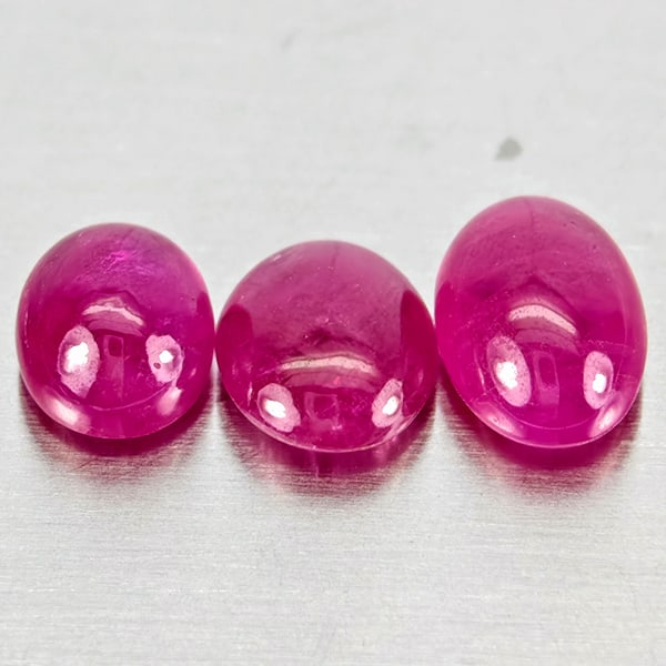 Natural Pink Red Jonson Ruby 2.14 Ct. 3 Pcs Oval Cabochon Shape Gemstones From Mozambique (1 of 3)