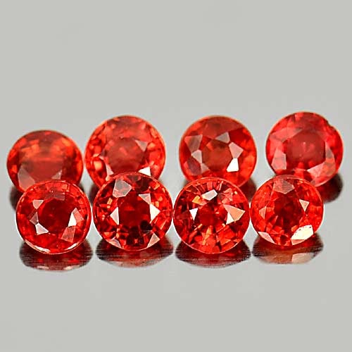 Natural Red Songea Sapphire 1.00 Ct. 8 Pcs. Round Shape 2.8 Mm. Gemstones From Tanzania: Product ID: 806157571 Product Name: Natural Red Sapphire Weight: 1.00 CT. Size: 2.8 x 2.8 x 1.9 MM. Shape: Round Color: Orangish Red Clarity:VSI Luster: Good Gems Origin: Tanzania Treatment: Heated Cr