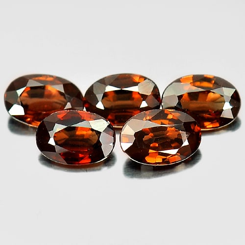 Natural Imperial Red Zircon 3.02 Ct. 5 Pcs. Oval Shape 6.1 x 4.2 Mm. Gemstones From Cambodia: Product ID: 807726643 Product Name: Natural Zircon Weight: 3.02 CT. Size: 6.1 x 4.2 x 2.6 MM. Shape: Oval Color: Imperial Red Clarity:VSI Luster: Good Gems Origin: Cambodia Treatment: Heated Crystal S