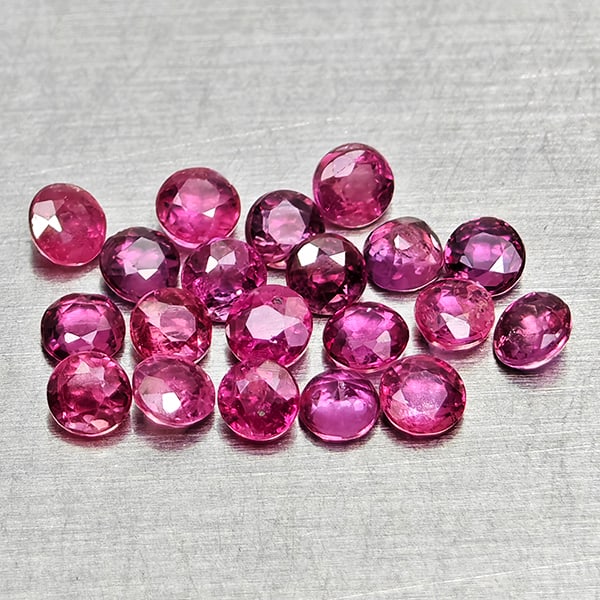 Natural Pinkish Red Ruby 1.31 Ct. 20 Pcs Round Shape 2.3 Mm Gemstones From Thailand (1 of 3)