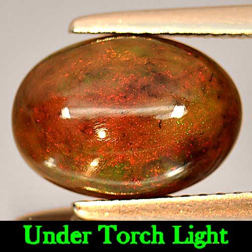 Natural Fire Red Black Opal 2.22 Ct. Oval Cabochon Shape 11.4 x 8.2 Mm. Gemstone From Ethiopia (1 of 3)