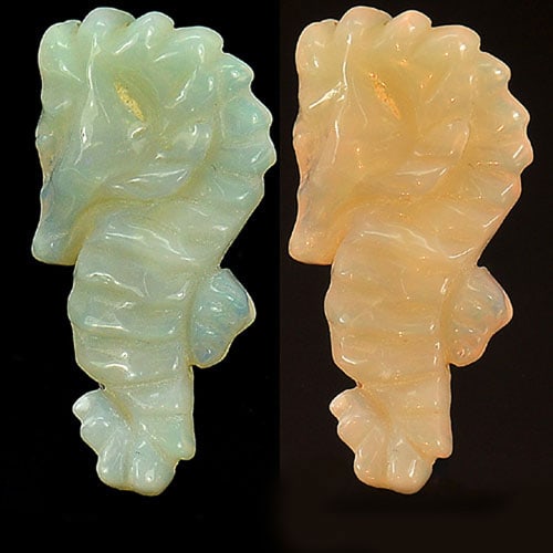 Natural Multi Color Opal 9.64 Ct. Sea Horse Carving Shape 26 x 13 Mm. Gemstone Unheated From (1 of 3)
