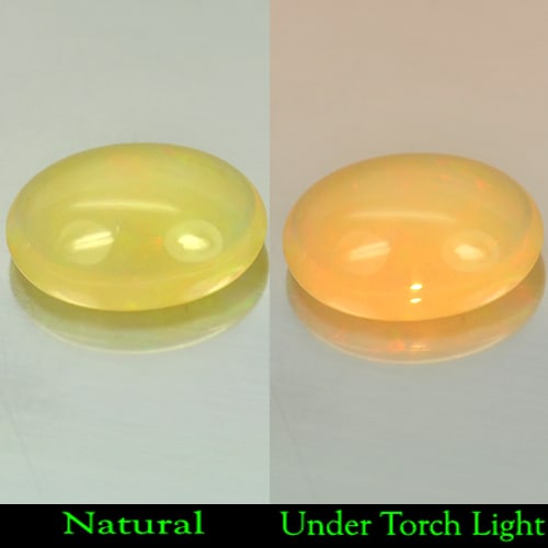 Natural Multi Color Opal 3.35 Ct. Oval Cabochon Shape 13.2 x 9.5 Mm. Unheated Gemstone: Product ID: 818714767 Product Name: Natural Opal Weight: 3.35 CT. Size: 13.2 x 9.5 x 5.9 MM. Shape: Oval Cabochon Color: Multi Color Clarity:Semi - Transparent Luster: Good Gems Origin: Ethiopia Treat