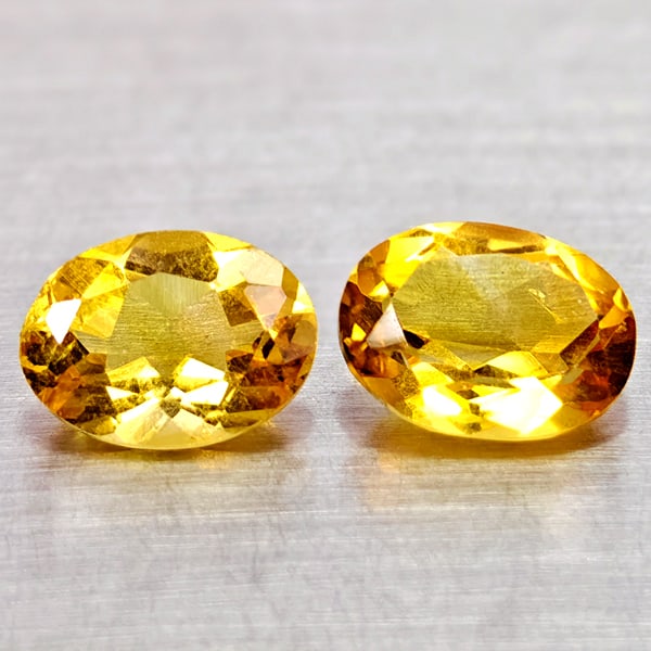 Natural Yellow Citrine 2.22 Ct. 2 Pcs. Clean Oval Shape 8.1 x 6.2 Mm. Gemstones From Brazil: Product ID: 801815092 Product Name: Natural Citrine Weight: 2.22 CT. Size: 8.1 x 6.2 x 3.9 MM. Shape: Oval Color: Yellow Clarity:IF Luster: Good Gems Origin: Brazil Treatment: Unheated Crystal Structu