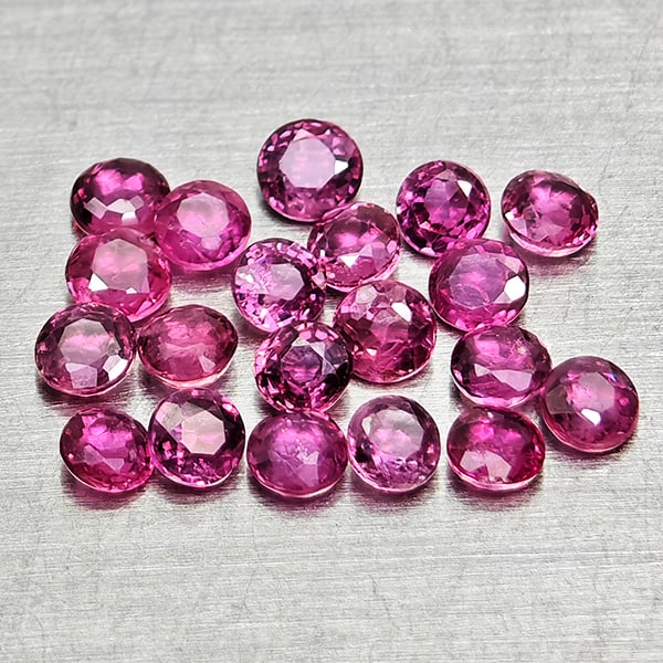 Natural Pinkish Red Ruby 1.20 Ct. 20 Pcs Round Shape 2.3 Mm Gemstones from Thailand (1 of 3)