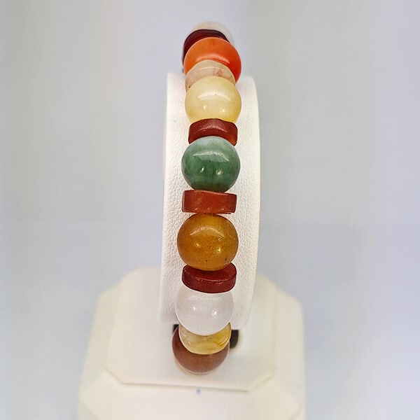 Natural Multi Color Jade 153.14 Ct. Beads Stretch Bracelet Gemstone From Thailand (1 of 3)
