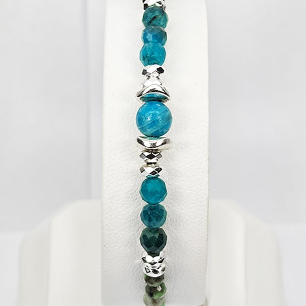 Natural Apatite 952 Sterling Silver Bracelet Jewelry Max Length 6 Inch.: Product ID: 808500264 Product Type: 925 Sterling Silver Fine Jewelry Jewelry Weight: 22.79 Grams. Gemstones Color: Blue Green Metal: Solid Silver 92.5%. Gemstone Detail: Apatite At Your Service: At Tr