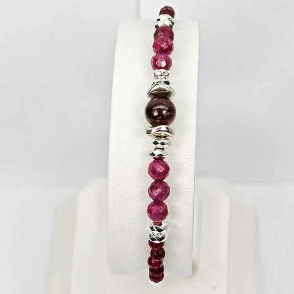 Natural Ruby 952 Sterling Silver Bracelet Jewelry Max Length 6 Inch. (1 of 3)