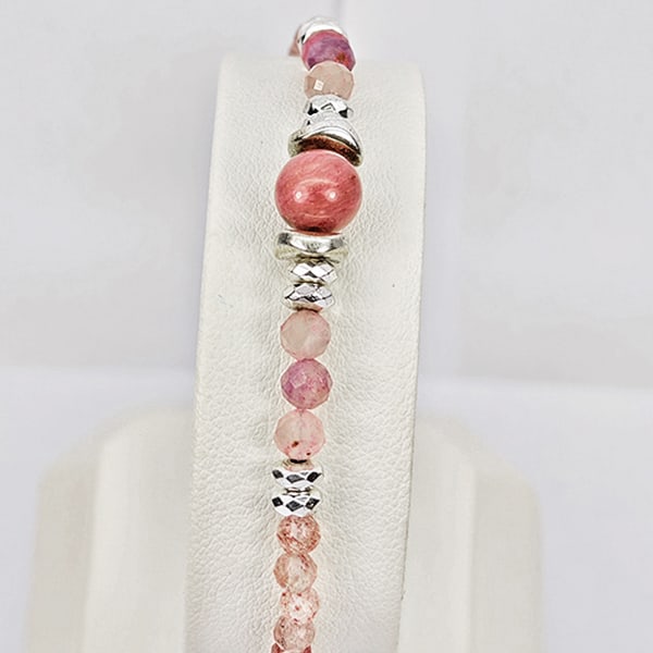 Natural Tourmaline 952 Sterling Silver Bracelet Jewelry Max Length 6 Inch. (1 of 3)